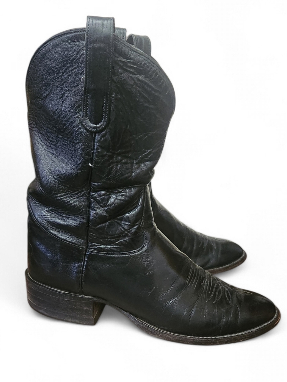 Vtg Tony Lama Style 2801 Men’s Western Cowboy Boots Size 10B Black Leather USA